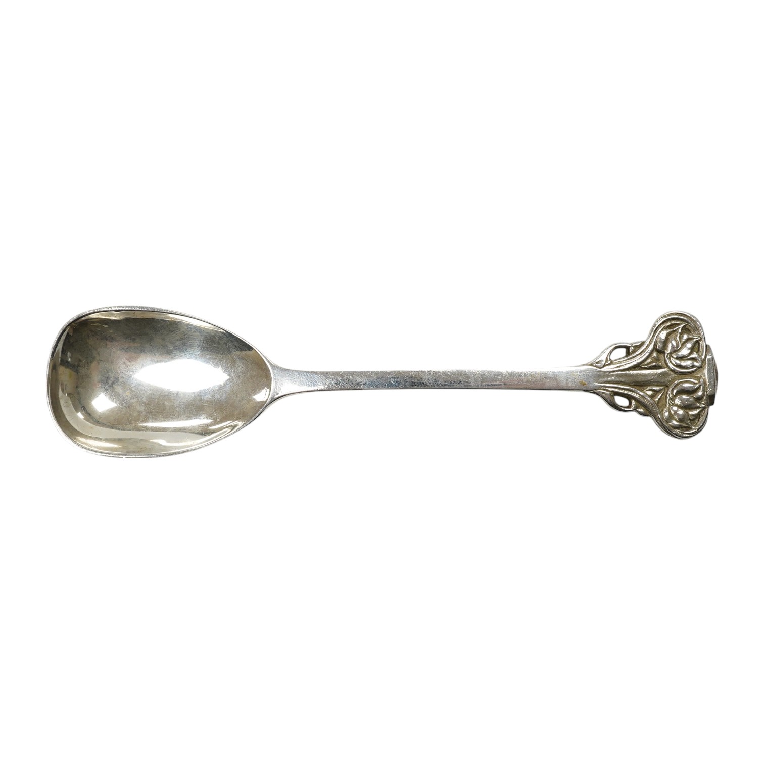 A modern Arts & Crafts silver spoon by Leslie Gordan Durbin, London, 1982, 15.5cm. Condition - fair to good